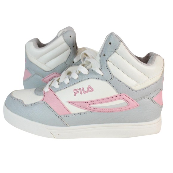 Fila Shoes - FILA High Top Sneakers Womens Gray Pink White Colorblock Lace Up Athletic Shoes